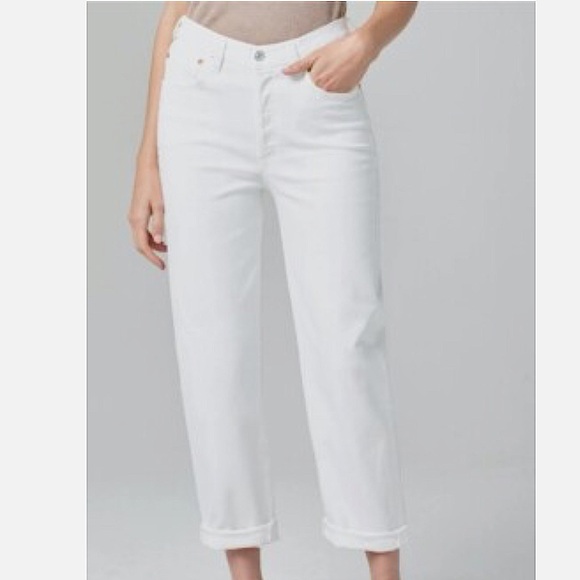 CITIZENS OF HUMANITY Dylan Rolled Crop Jeans Relaxed Boyfriend White Size 30 - Picture 1 of 13